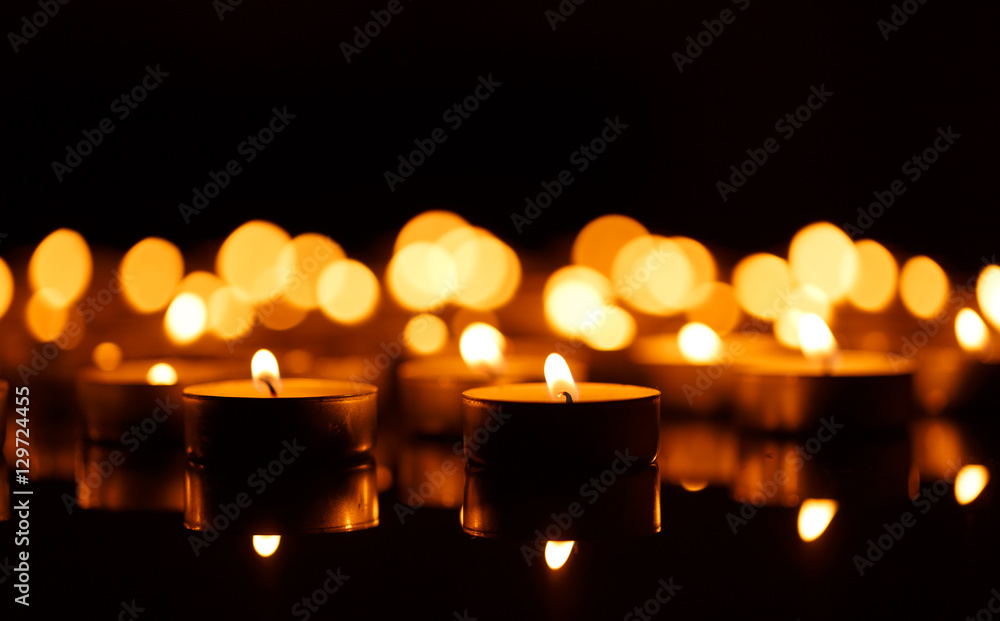 Burning candles with shallow depth of field