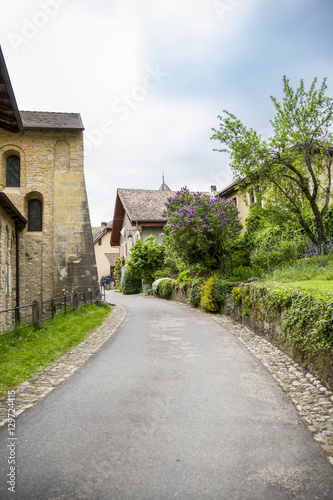 street of mountain village of Romainmôtier-Envy - Switzerland