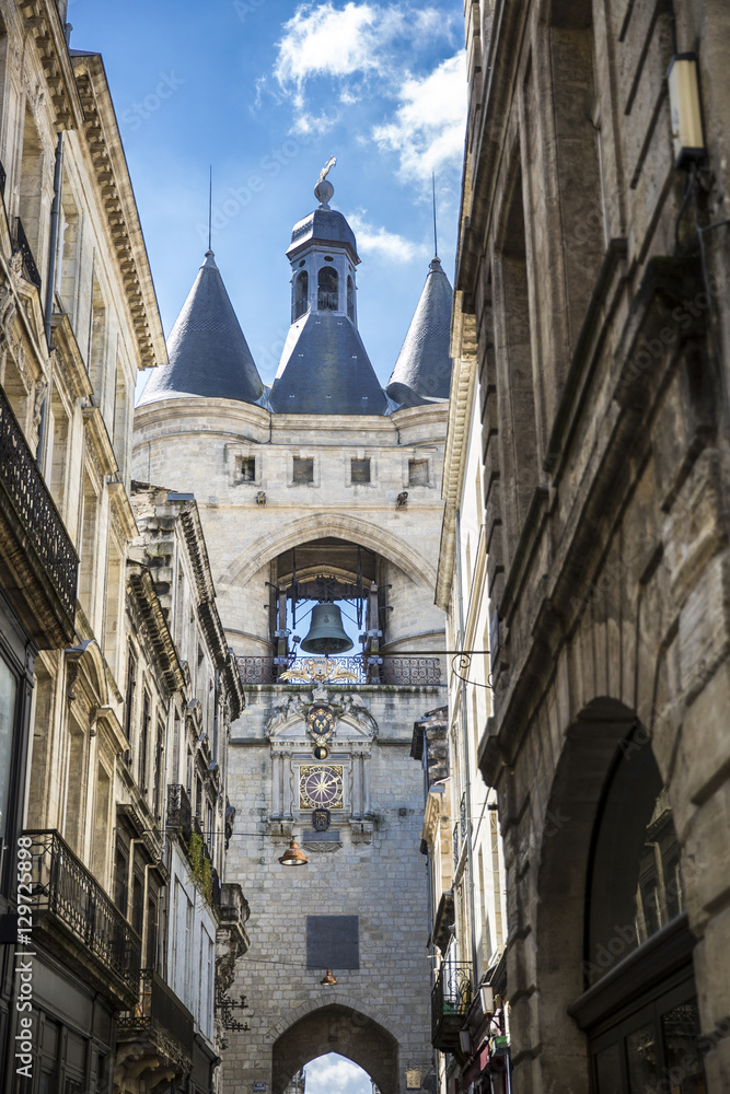Fototapeta Old city gate, la Grosse Cloche, Bordeaux, France