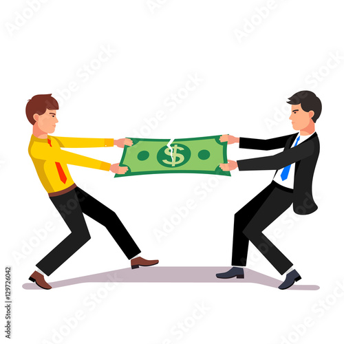 Two business man fighting over a market income