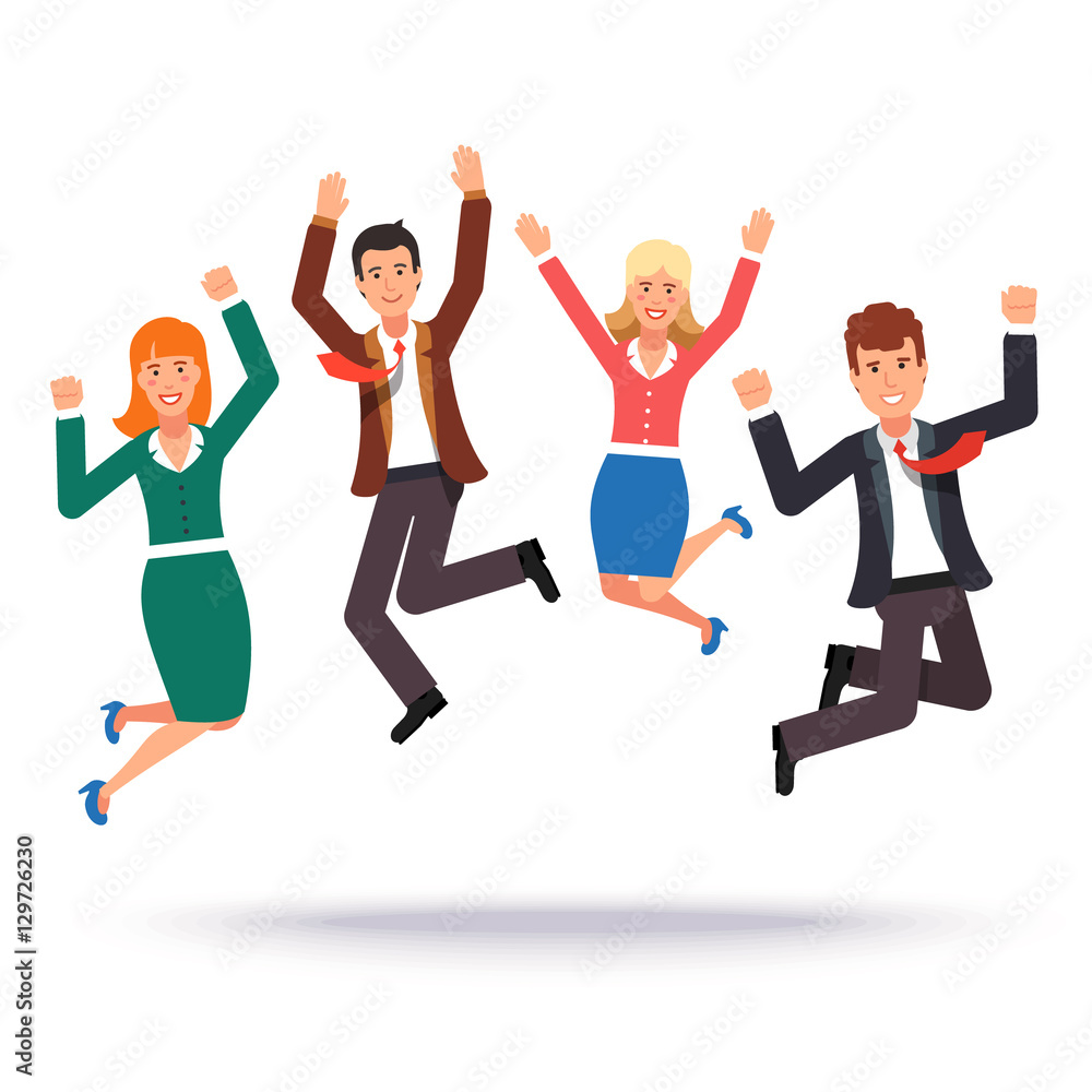 Happy business people celebrating their success
