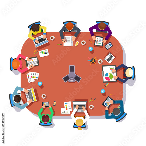 Business meeting over a big conference desk