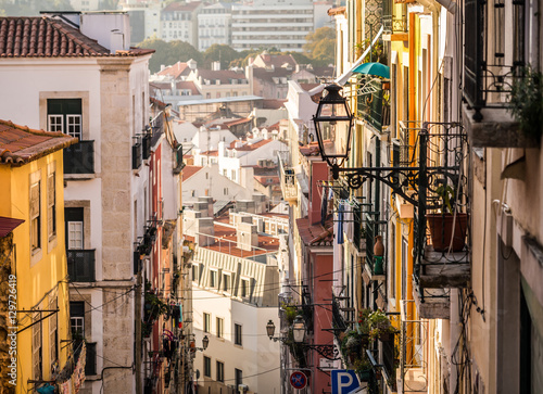 Architecture in the Old Town of Lisbon, Portugal.