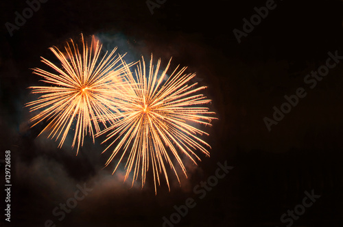 Gold fireworks with copy space 