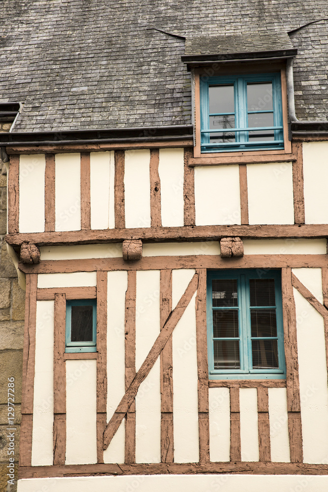 Old medieval city center of Quimper,corbelled house, Bretagne, France