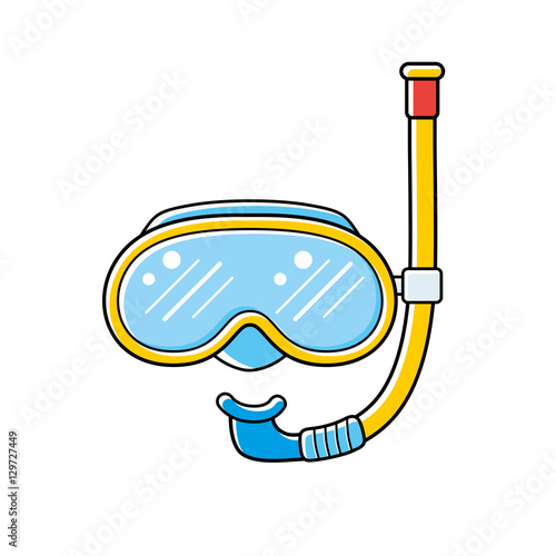 Diving mask and snorkel isolated.