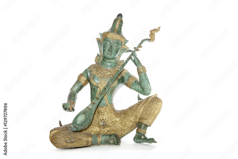 Traditional Thai bronze statue of a musician Traditional Thai bronze statue of a musician