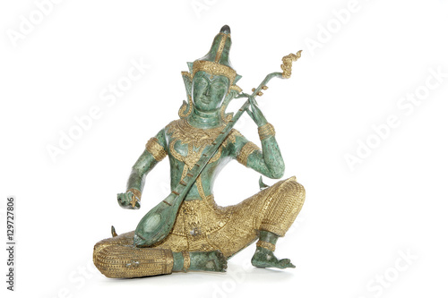 Traditional Thai bronze statue of a musician