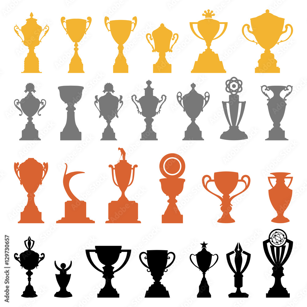 Trophy Cup Award For Champion Winner Silhouette Collection Trophy Cup Award For Champion Winner Silhouette Collection