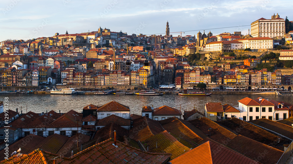 View of old town Porto and Douro river, Portugal.