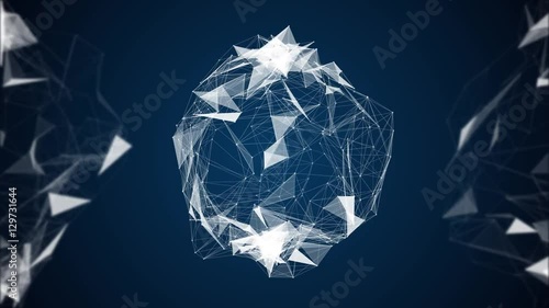 Loopable abstract technology plexus stylish dynamic digital background. Geometrical shape with triangle particles futuristic wallpaper.