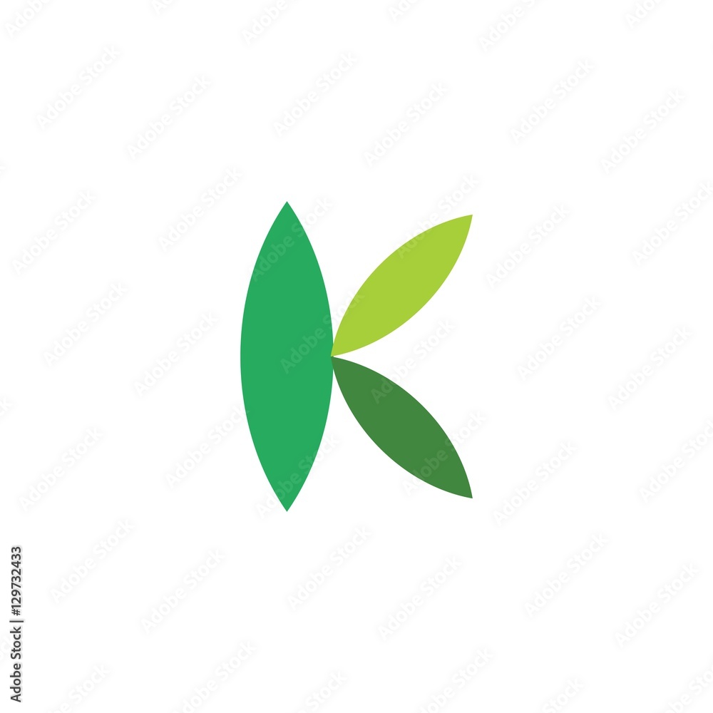 Initial K Leaf Logo Design Template