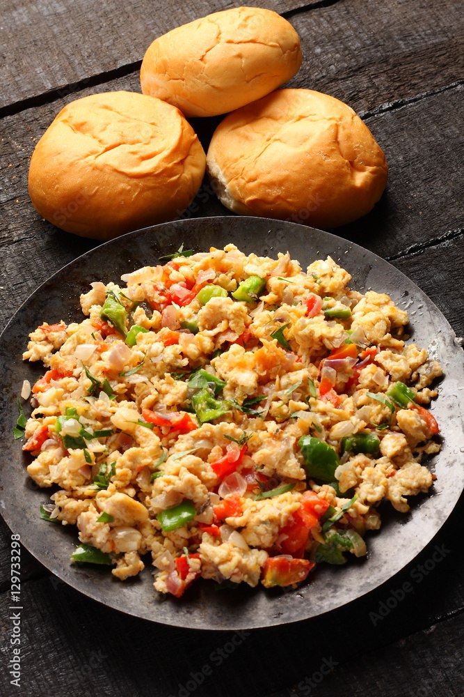 scrambled eggs with bread Stock Photo | Adobe Stock