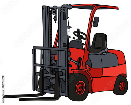 Hand drawing of a red forklifts - not a real type