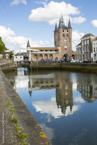 Old city gate built with red bricks, Zuidhavenpoort, Zierikzee, Netherlands