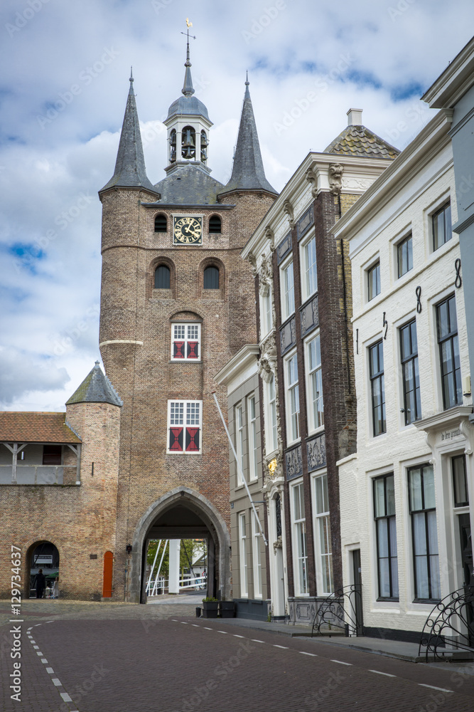 Old city gate built with red bricks, Zuidhavenpoort,  Zierikzee, Netherlands