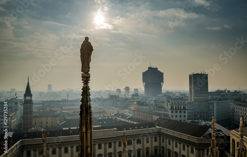 Milan Duomo statues viewed from terraces