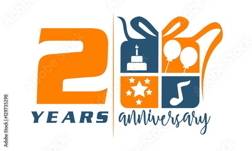 2 Years Gift Box Ribbon Anniversary 