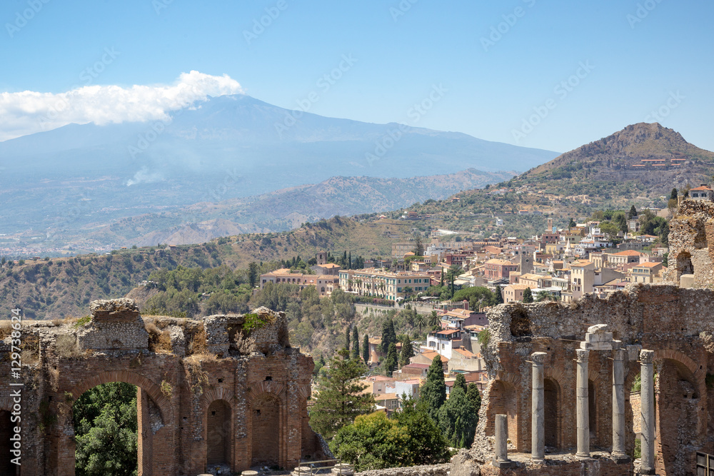 View of Mt. Etna in Taormina, Sicily View of Mt. Etna in Taormina, Sicily