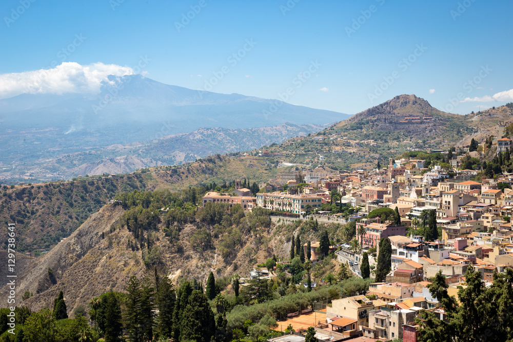 View of Mt. Etna in Taormina, Sicily