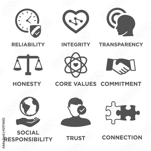 Business Ethics Solid Icon Set