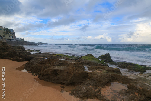 Beach landscape near condado area of San Juan, Puerto Rico.