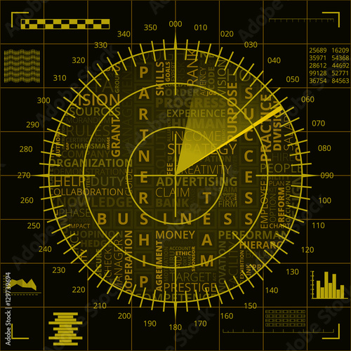 Business radar screen of yellow shades