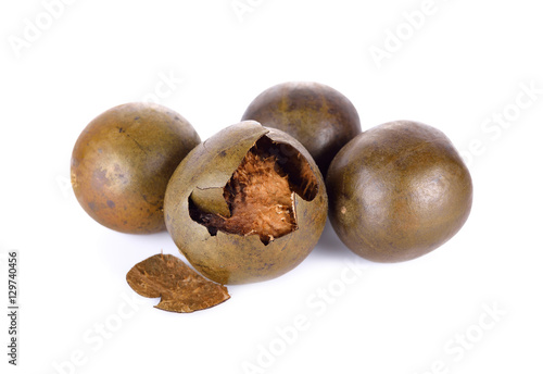 Photography Chinese herbal luo han guo on white background