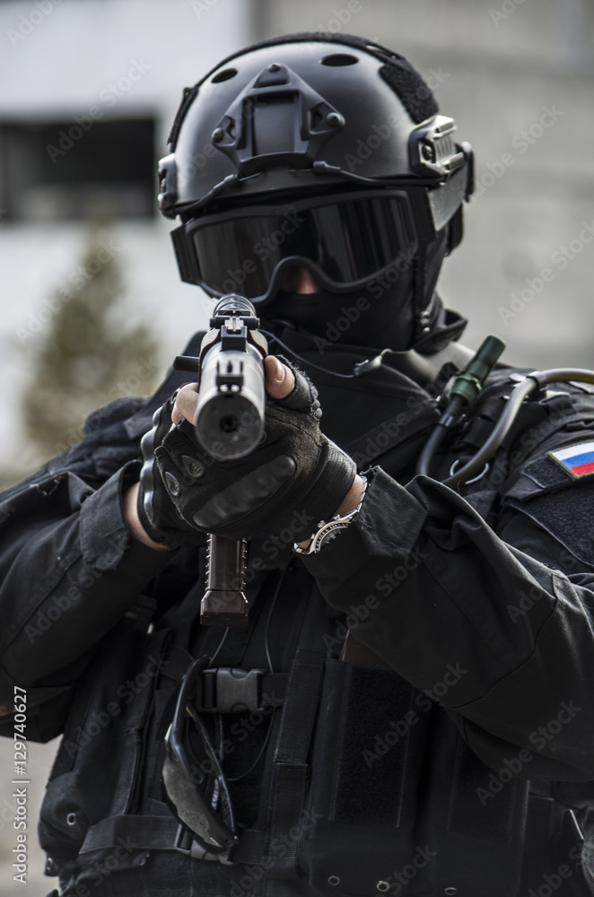 Russian special forces training at a military training ground.