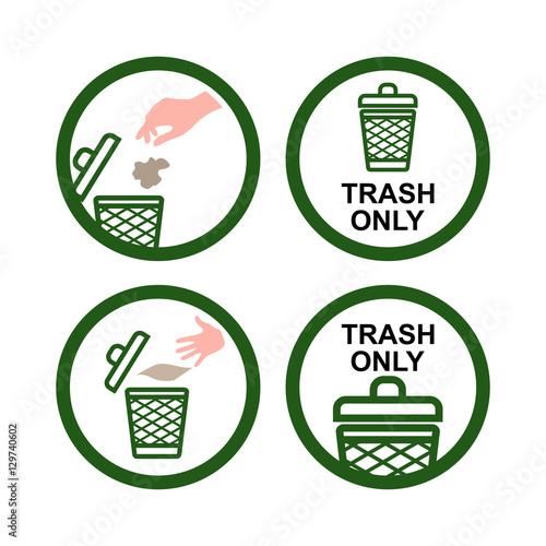 Trash Only No Recycling Hand Throw Garbage Icon Sign