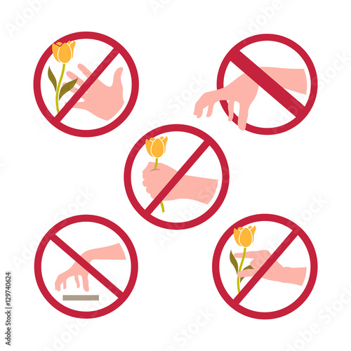 Do not pluck flowers No Pick Sign Symbol Variation