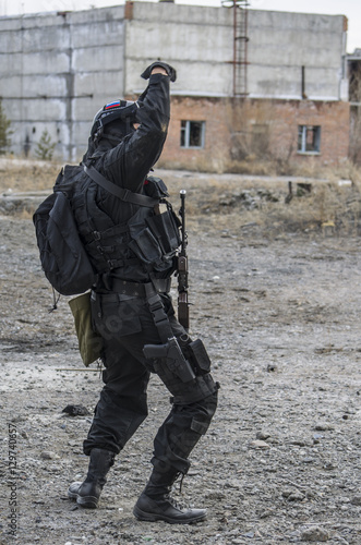 Russian special forces training at a military training ground.