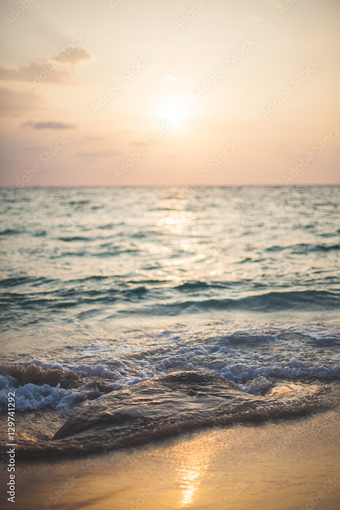 Obraz premium sea sunset, Scenic view of beautiful sunset above the sea vertical