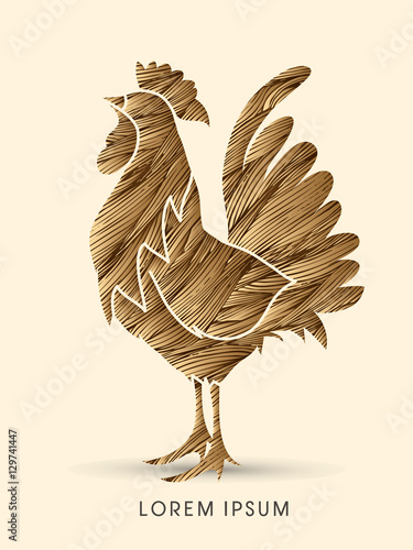 Cock designed using golden grunge brush graphic vector.