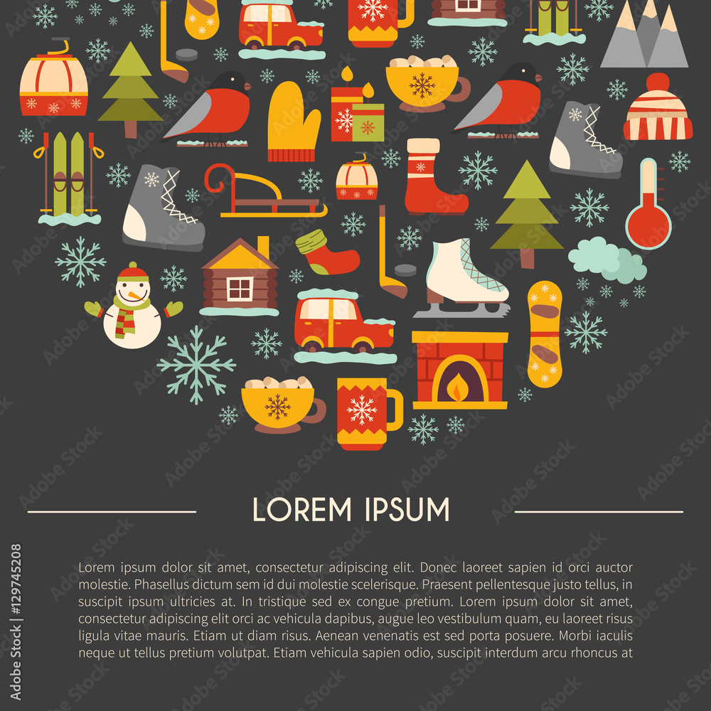 Obraz premium Vector winter cartoon background