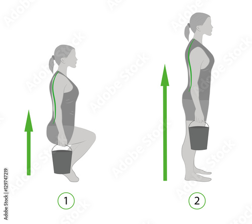 recommendation properly lift heavy (bucket). vector illustration.
