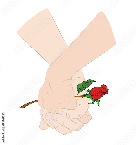 hands held together in love. the concept of a romantic relationship. St. Valentine's Day. vector illustration.