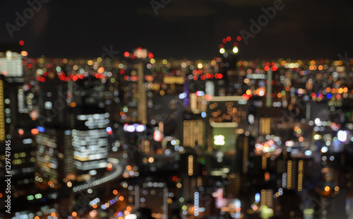 Aerial view of cityscape - defocused night lights