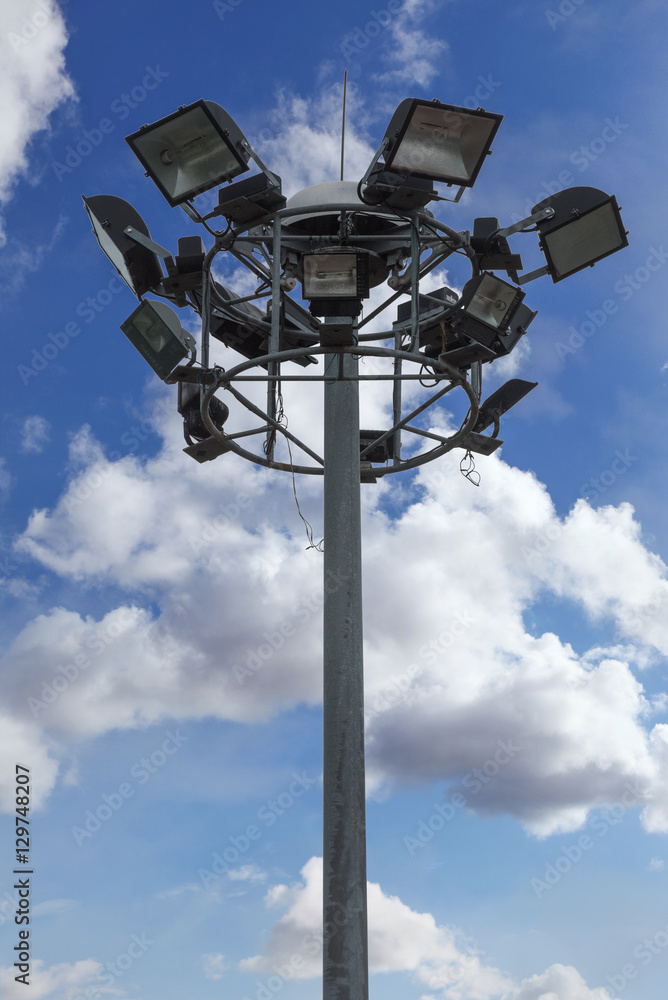 Soccer or Baseball Floodlights against a white sky with strange Soccer or Baseball Floodlights against a white sky with strange