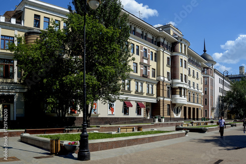 View of Lavrushinsky Lane in Moscow. Summer. Day.