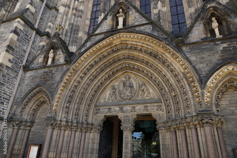Main Entrance to the Cathedral Church of St Mary in Edinburgh, Scotland, UK