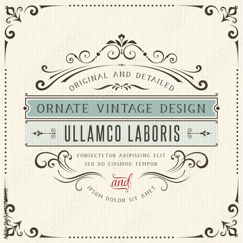 Square vintage ornate greeting card with typographic design. Can be used for ...