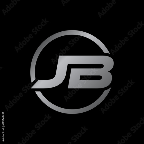initial letter logo with circle silver color JB