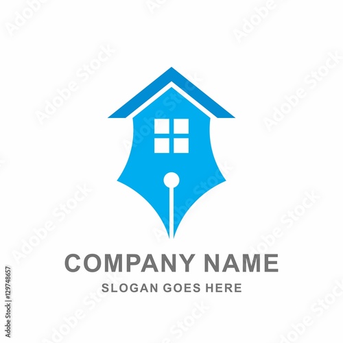 Fountain Pen Publishing House Writing Education Literature Icon Apps Business Company Stock Vector Logo Design Template