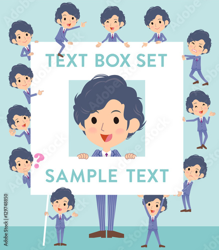 Stripe suit perm hair man text box