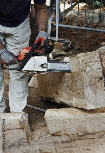 Master saw cuts wood