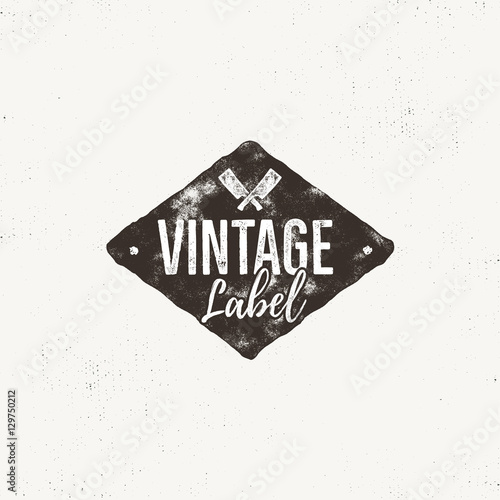 Vintage handcrafted label design. Letterpress effect with typography elements and steak knife cuts. Vector isolated