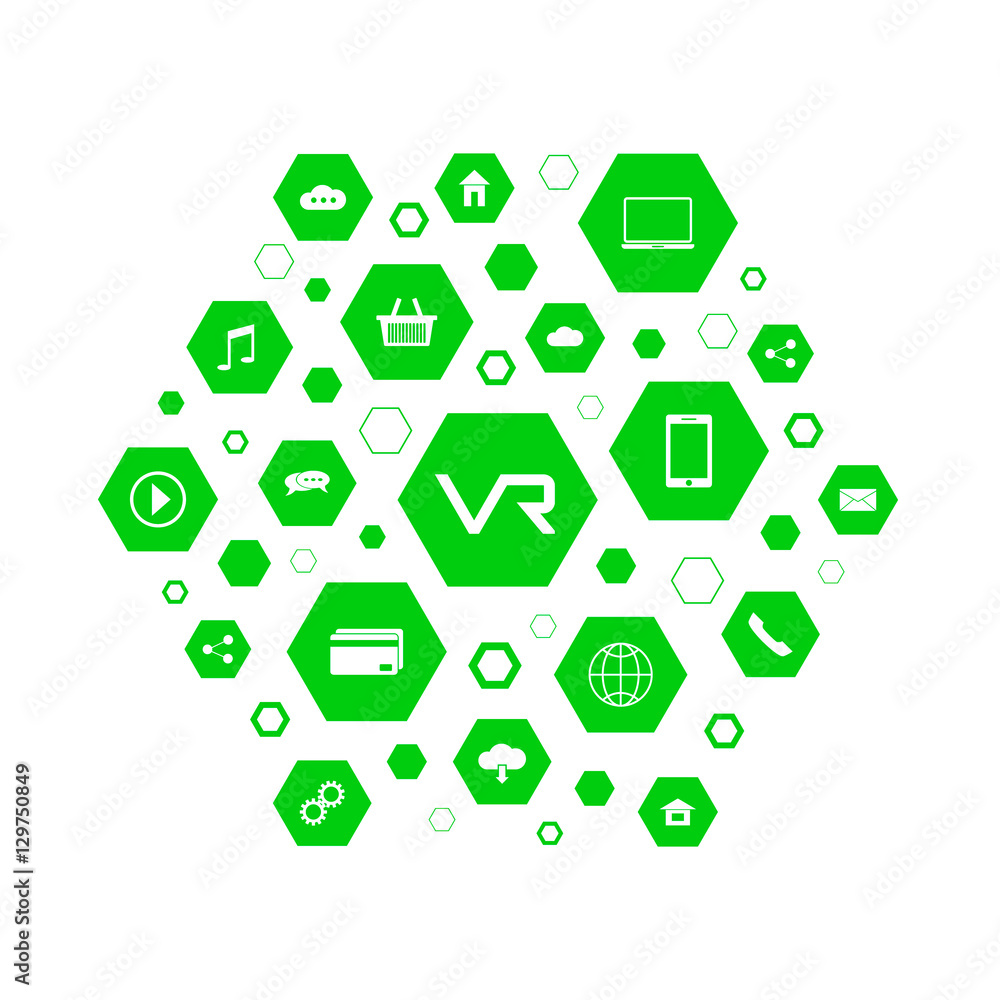 Icon with the virtual reality acronym VR. VR icon illustration. Icon with the virtual reality acronym VR. VR icon illustration.