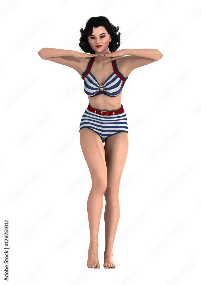 3D Rendering Pinup Girl on White 3D Rendering Pinup Girl on White