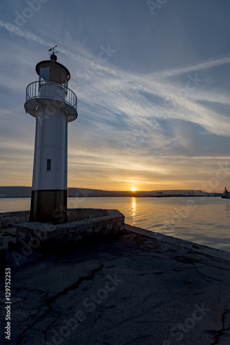 The lighthouse at sunset in Varna, Bulgaria